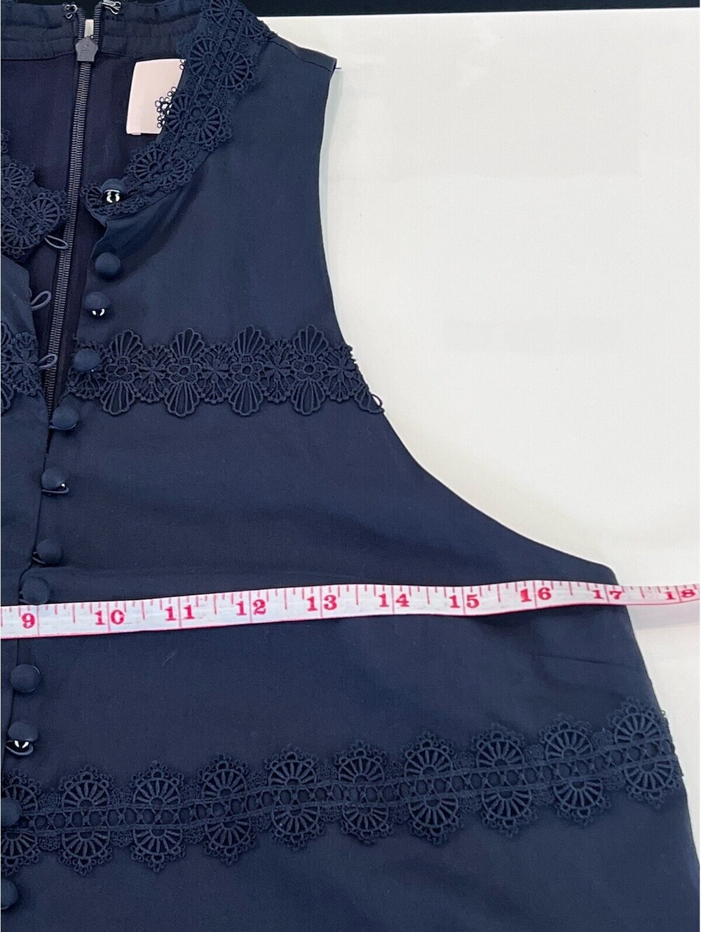 $445 Cinq à Sept Women's Blue Tiered Lace High Neck Button-Front Malena Dress 4 - Picture 8 of 16